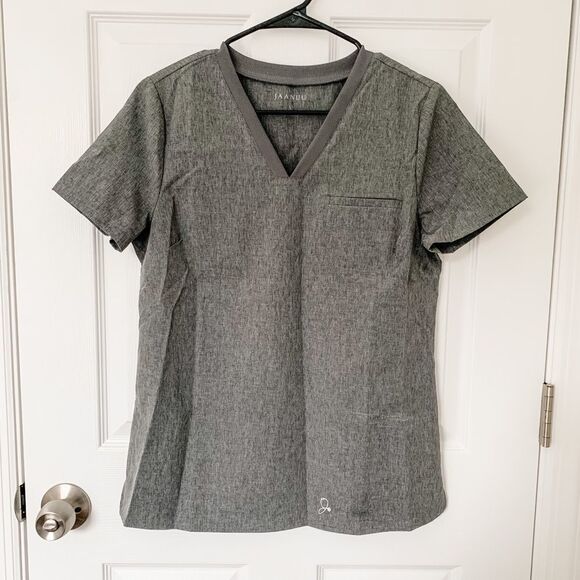 NEW Jaanuu heather grey scrub top - Picture 2 of 4
